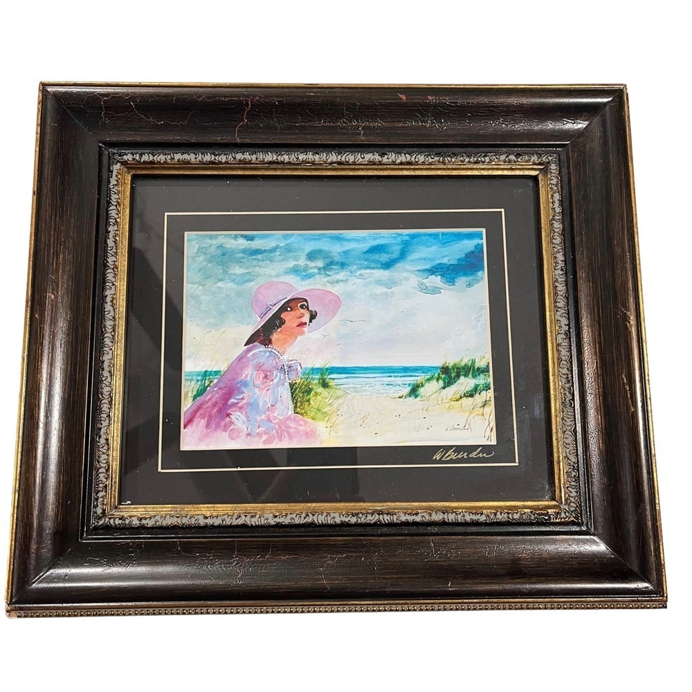 W. Burden Portrait & Landscape Beach Scene Professionally Framed Wall Art Signed